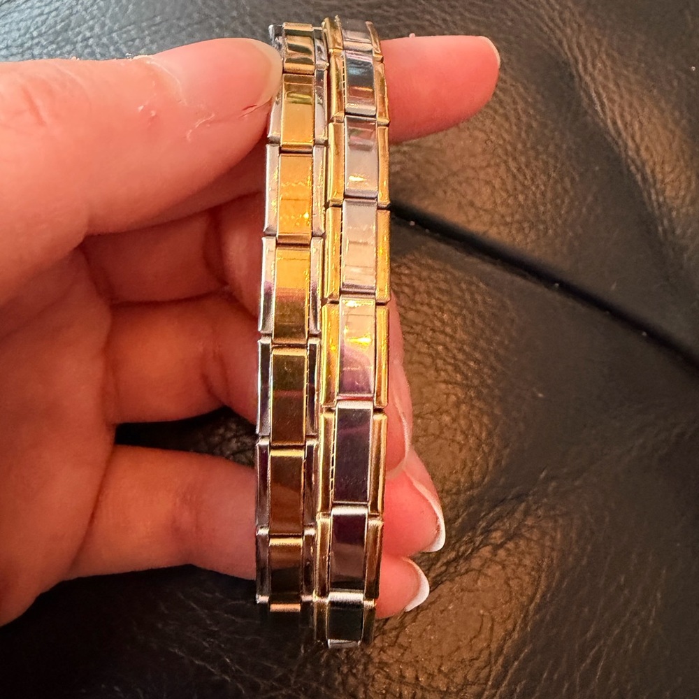Gold Tone Stainless Steel Italian Charm Bracelet – 18 link and 2 styles